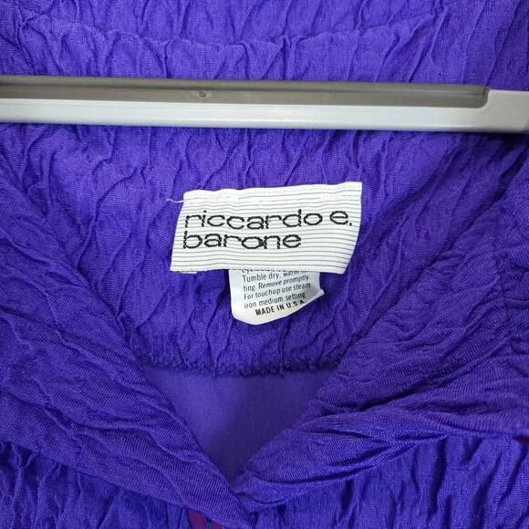 Riccardo E Barone Purple Crinkle Tunic Top Button Women 22 Dolman Short Sleeve - Picture 9 of 11